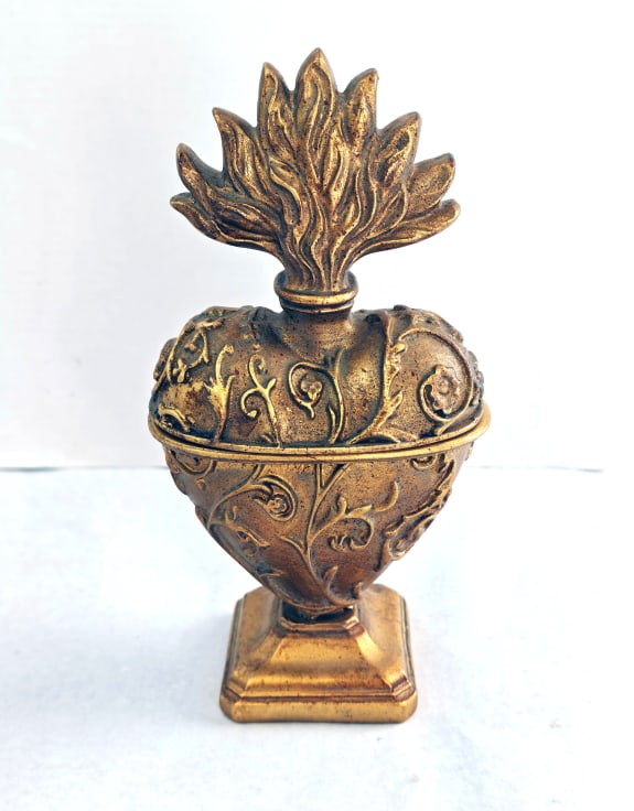Large Gold Embossed "Sacred Heart" Trinket Box
