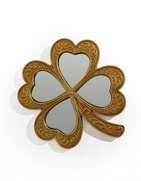 Antiqued Mirrored "4 Leaf Clover" Wall Decor