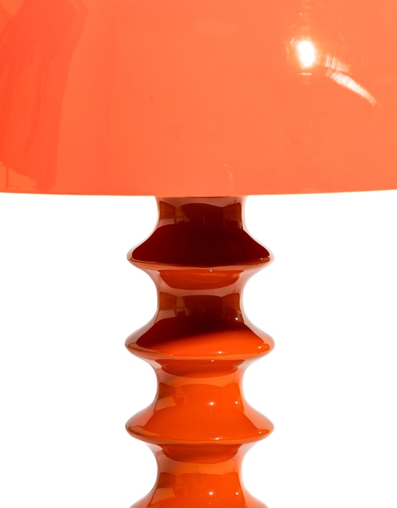 Orange Large Ribbed Table Lamp