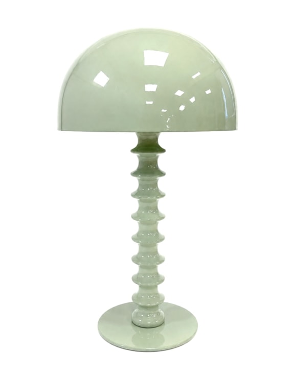 Pale Sage Green Large Ribbed Table Lamp
