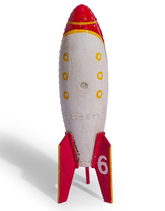 Cast Iron Rocket Ship Coin Bank