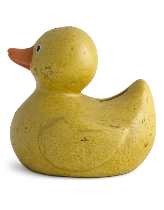 Cast Iron Antiqued Yellow Duck Coin Bank