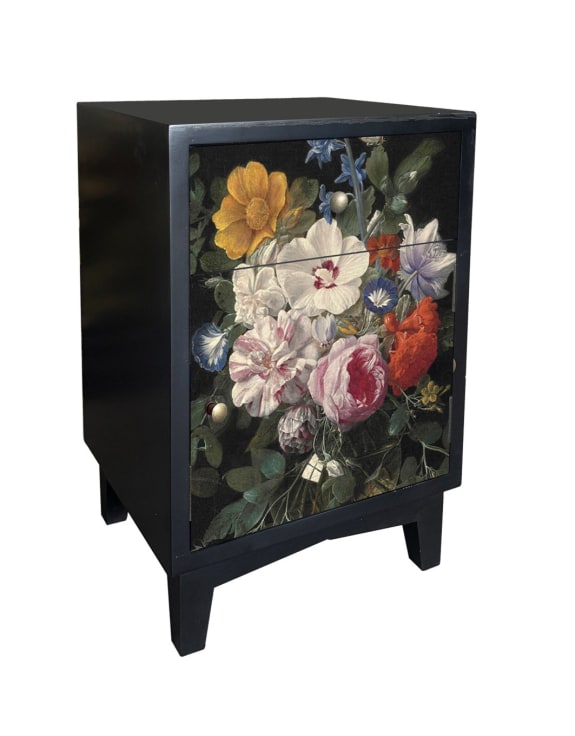 Boho Floral Bedside Table (RH Open)