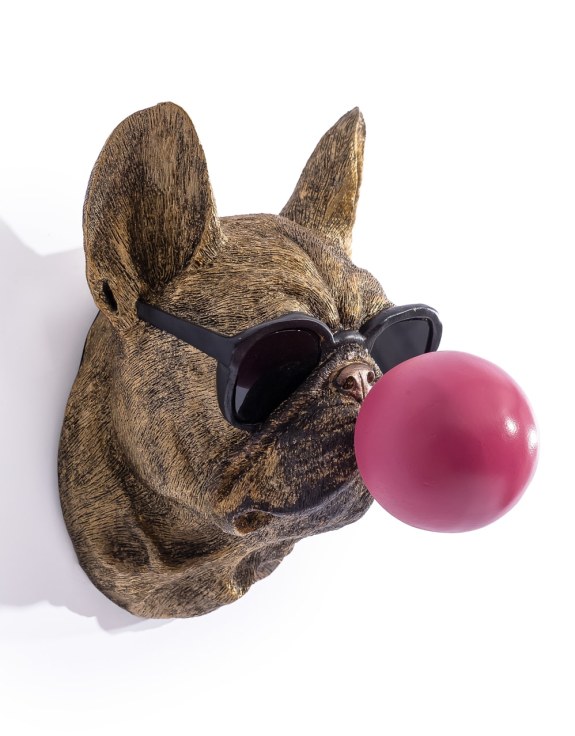 Gold Pug Dog Bubblegum Wall Head
