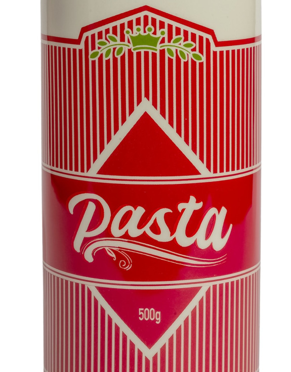 Large Ceramic Red/White Pasta Cylinder Storage Jar / Vase