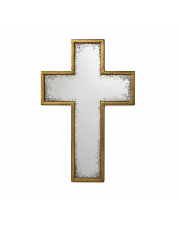 Gold Antiqued "Cross" Wall Mirror