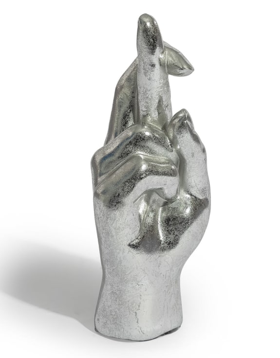 Silver "Fingers Crossed" Hand Figure