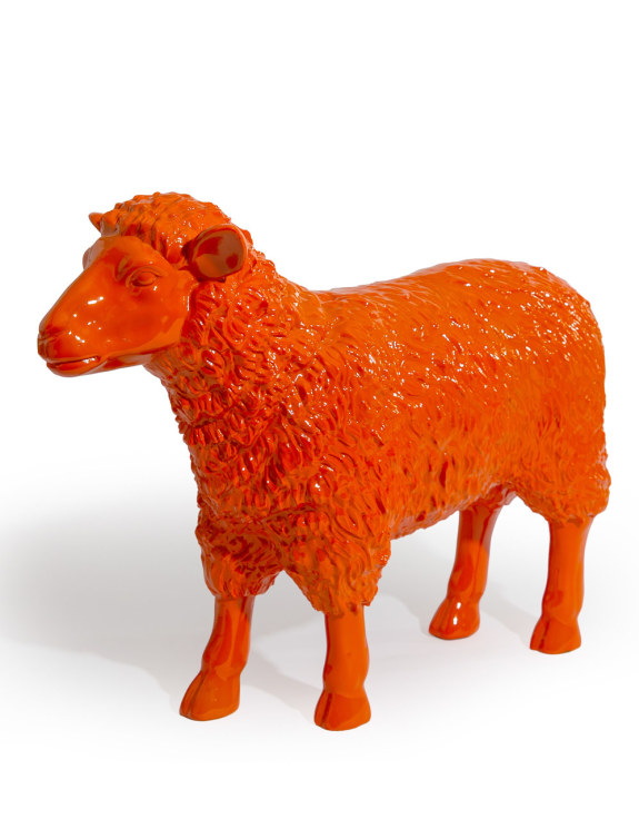 Medium Bright Orange Sheep Figure