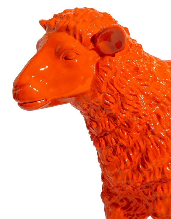Large Bright Orange Sheep Figure