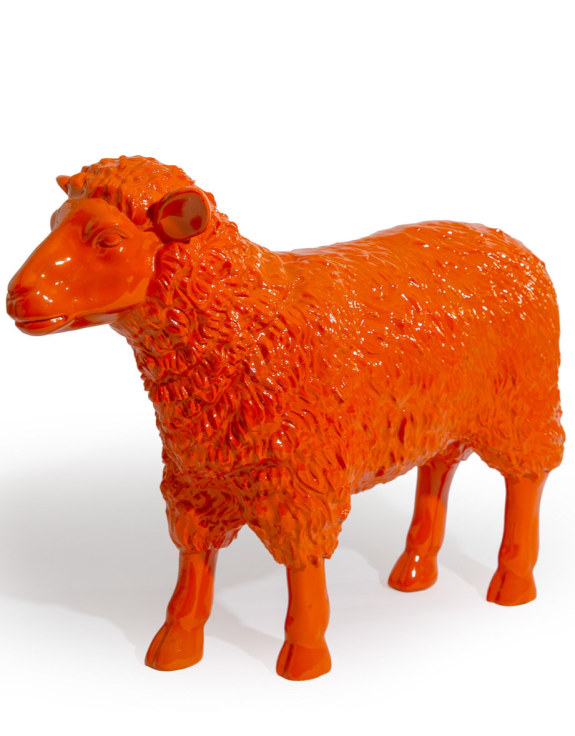 Large Bright Orange Sheep Figure