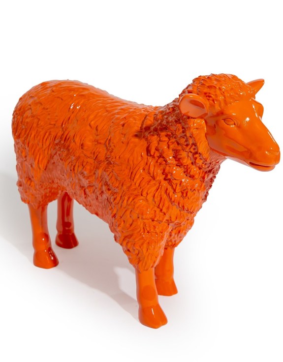 Large Bright Orange Sheep Figure