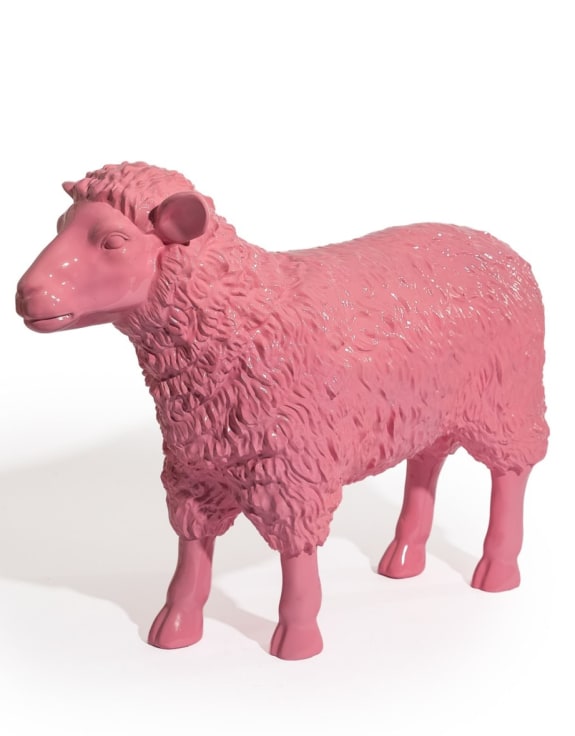 Large Bright Pink Sheep Figure