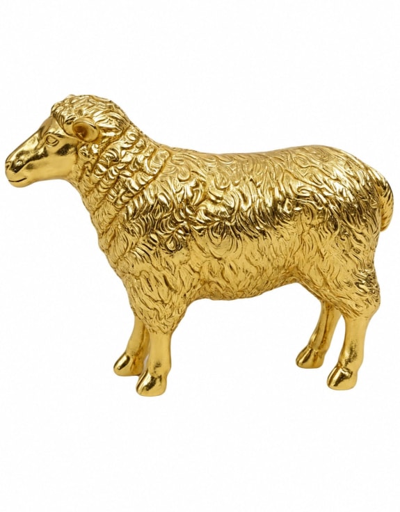 Large Gold Sheep Figure