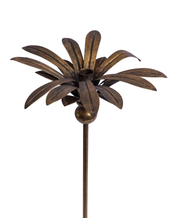 Antique Gold Large Floor Standing Palm Tree Candle Holder