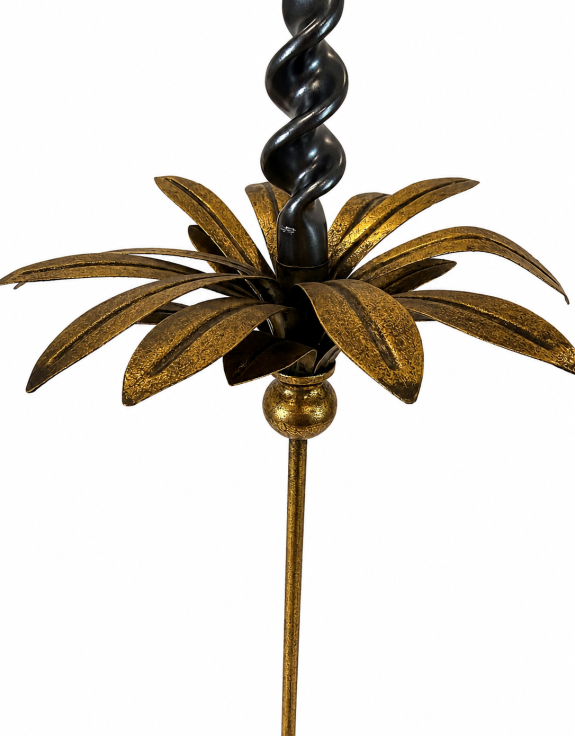 Antique Gold Large Floor Standing Palm Tree Candle Holder