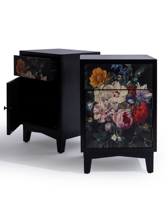 A Pair of Boho Floral Bedside Tables