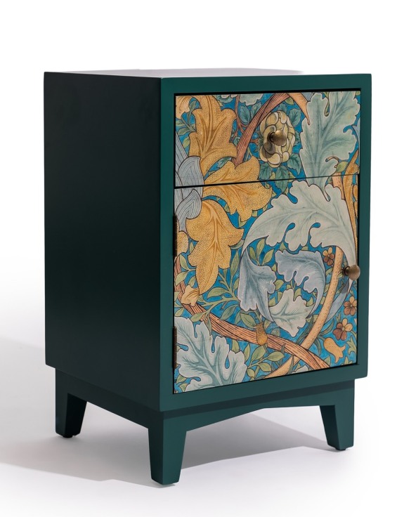 A Pair of Teal Floral Bedside Tables