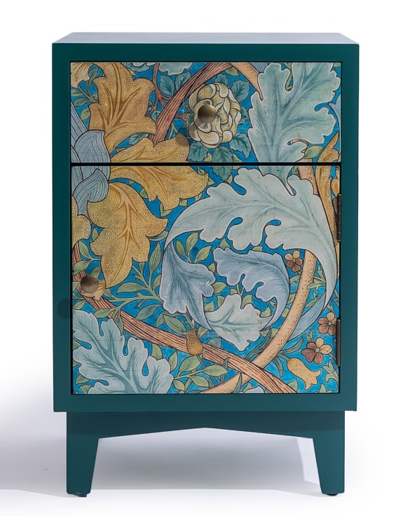 A Pair of Teal Floral Bedside Tables