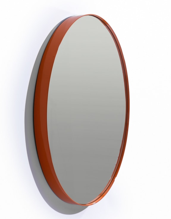 Round 60cm Burnt Orange Framed Wall Mirror