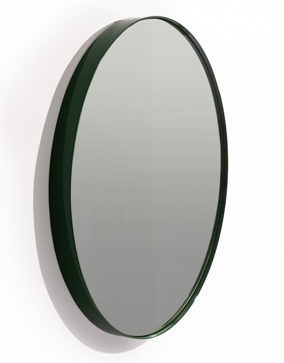Round 60cm Olive Green Framed Wall Mirror
