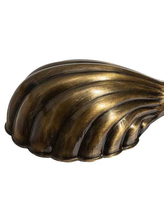 Vintage Polished Bronze Shell Shade Desk Lamp