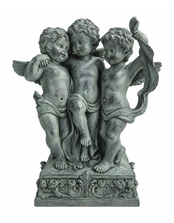 Verdigris Cherub Trio Garden Ornament
