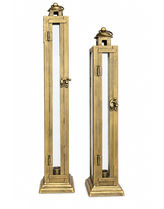Extra Large Tall Antique Brass Candle Lantern