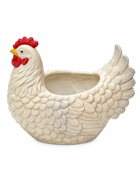 Glazed Chicken Ceramic Planter