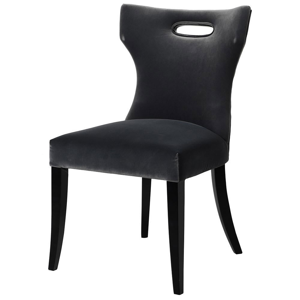 Grey Velvet Dining Chair with Handle