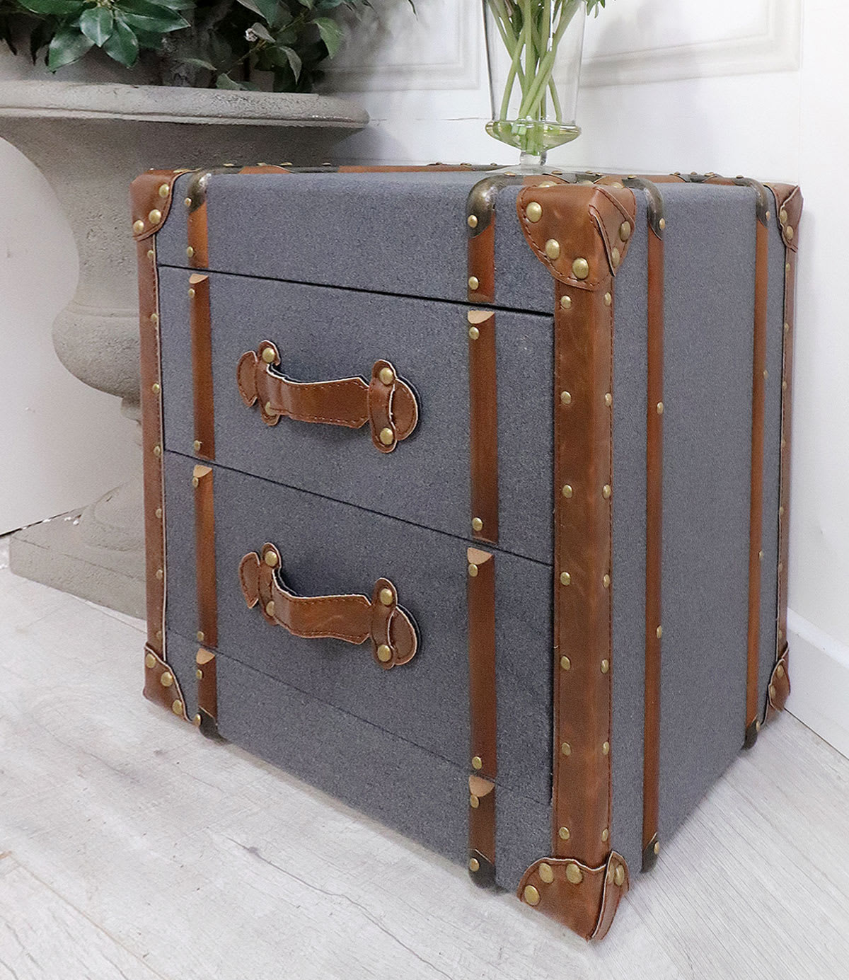 Felt Trunk 2 Drawer Bedside Table