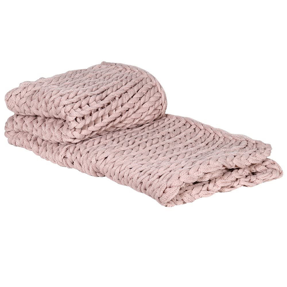 Dusty Rose Chunky Knitted Throw