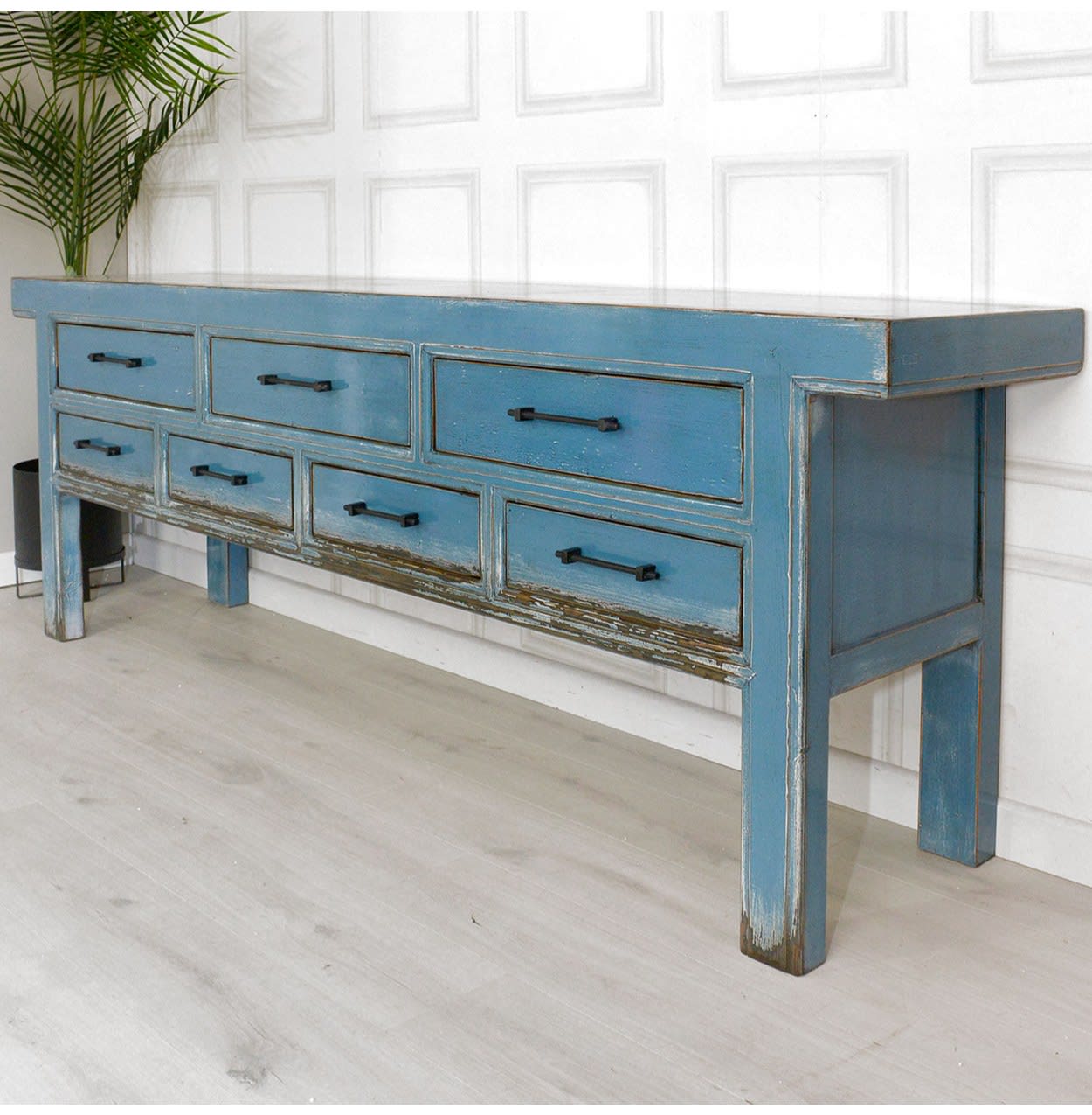 Oriental Style Blue 7 Drawer Sideboard
