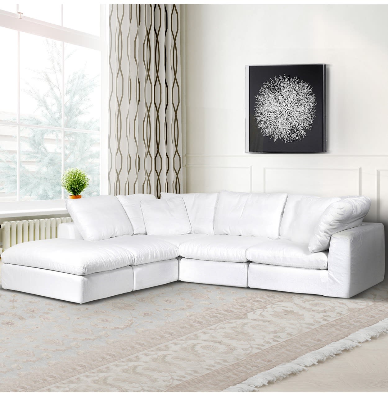 White Linen Corner Sofa