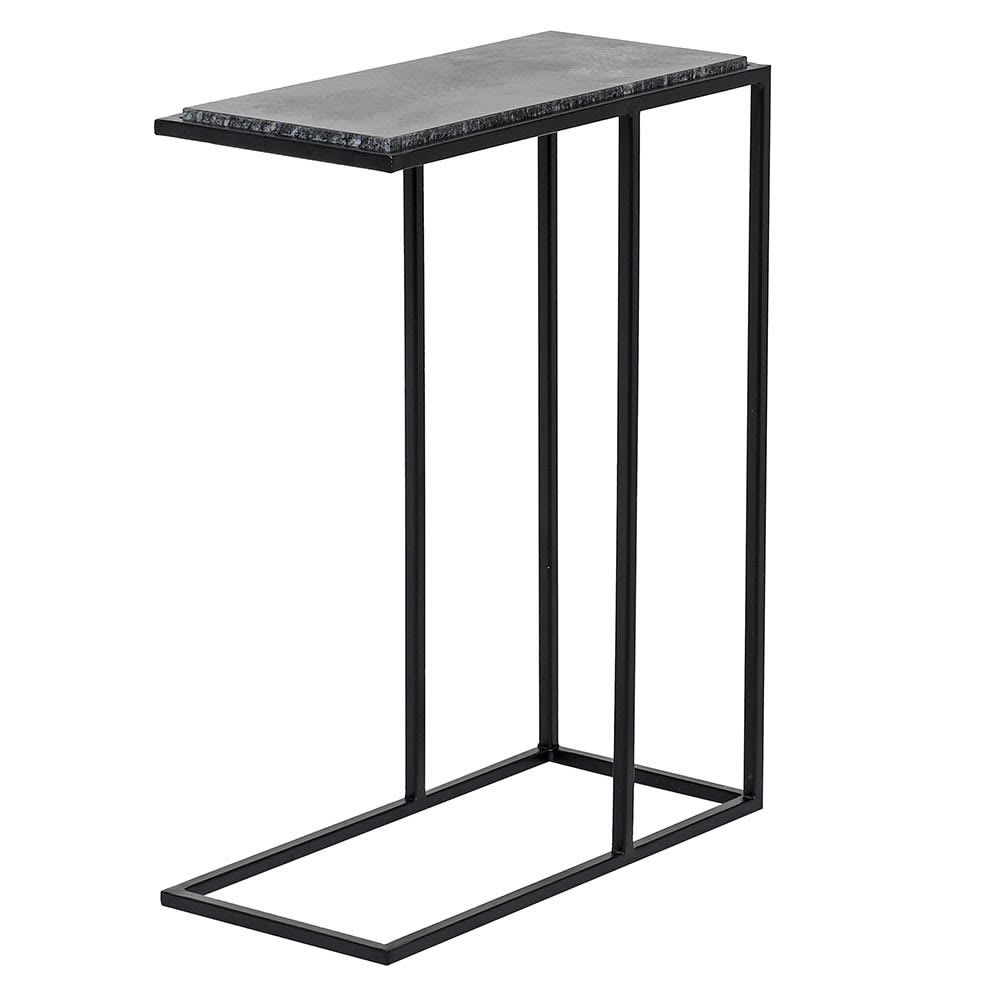 Black Marble Stone End Table