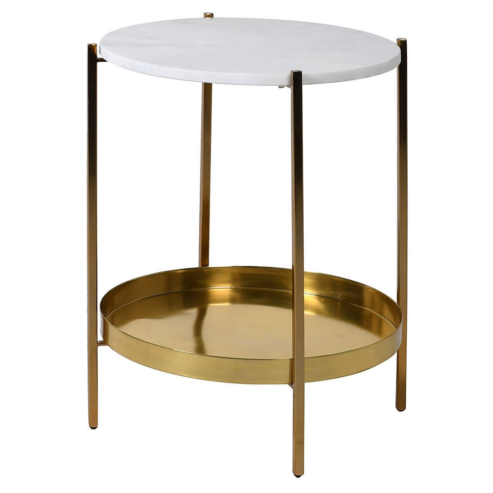 Marble and Gold Tiered Lamp Table