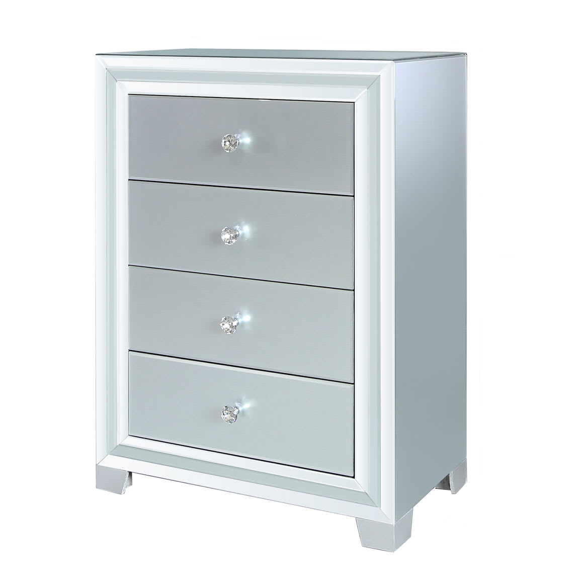 Queens Grey Mirrored Tall Chest of Drawers