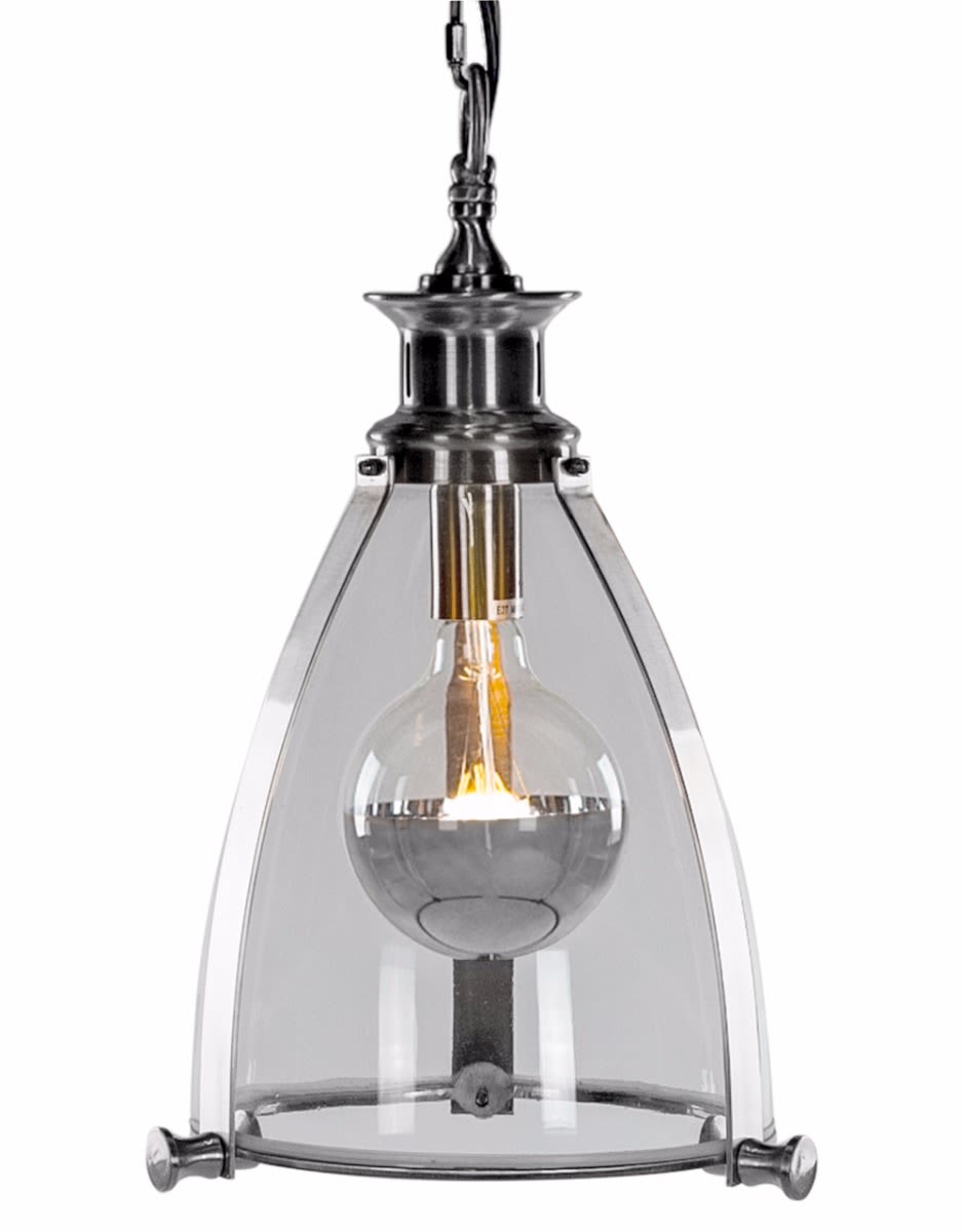 Chrome and Glass Lantern Style Ceiling Lamp
