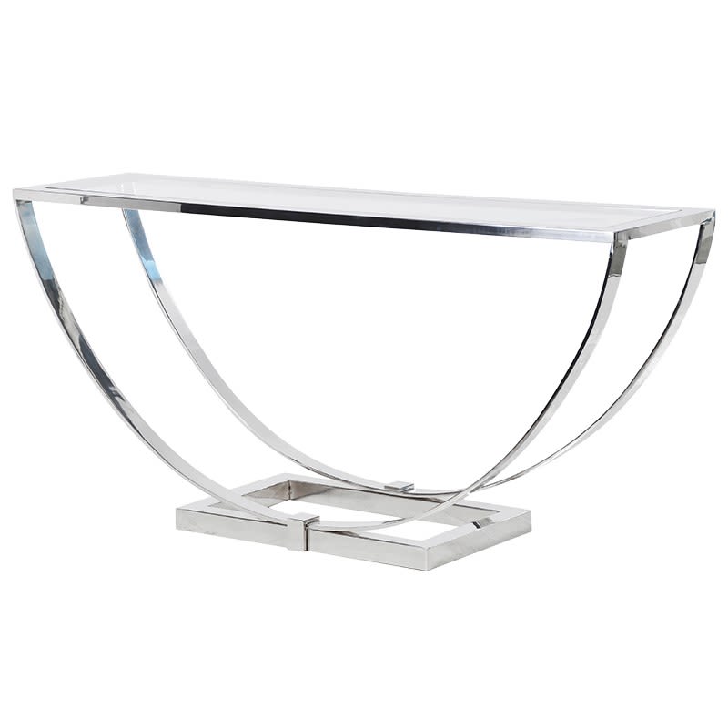 Sloane Chrome Curved Hall Table Nicky Cornell