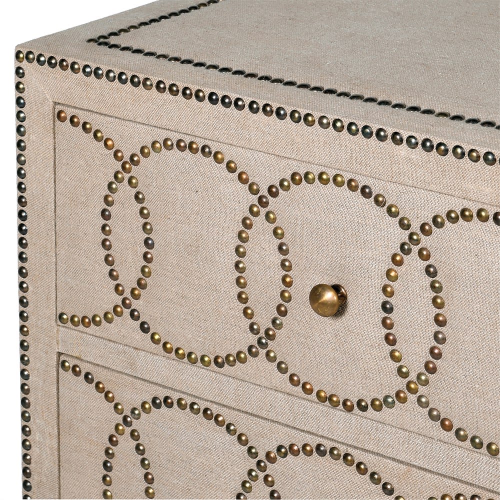 Studded Linen Chest of Drawers Nicky Cornell