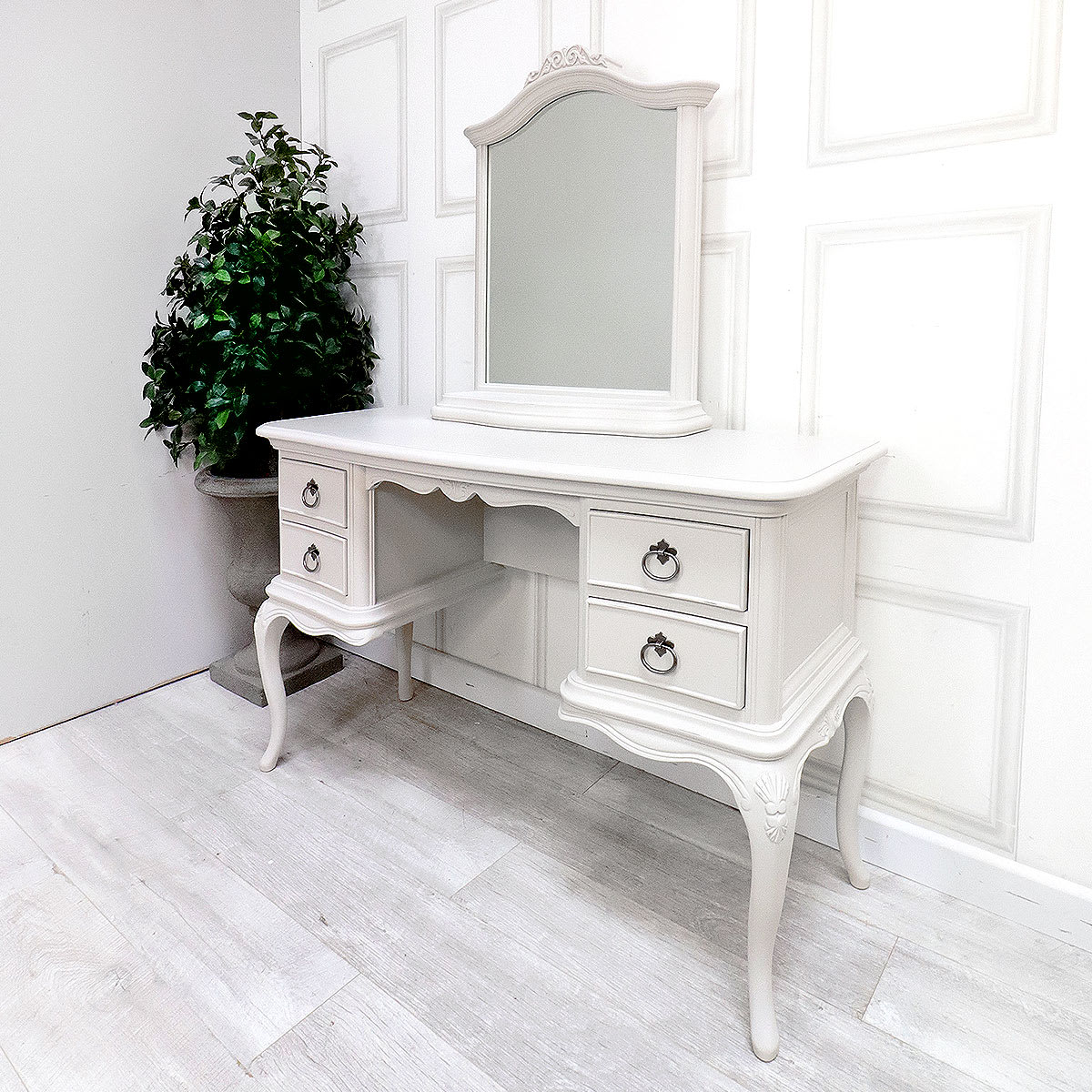 French Style Grey Dressing Table and Mirror