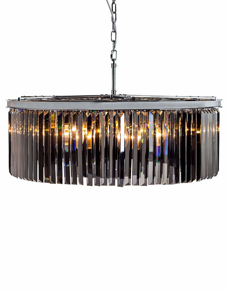 Extra Large Round Smoked Prism Modern Chandelier