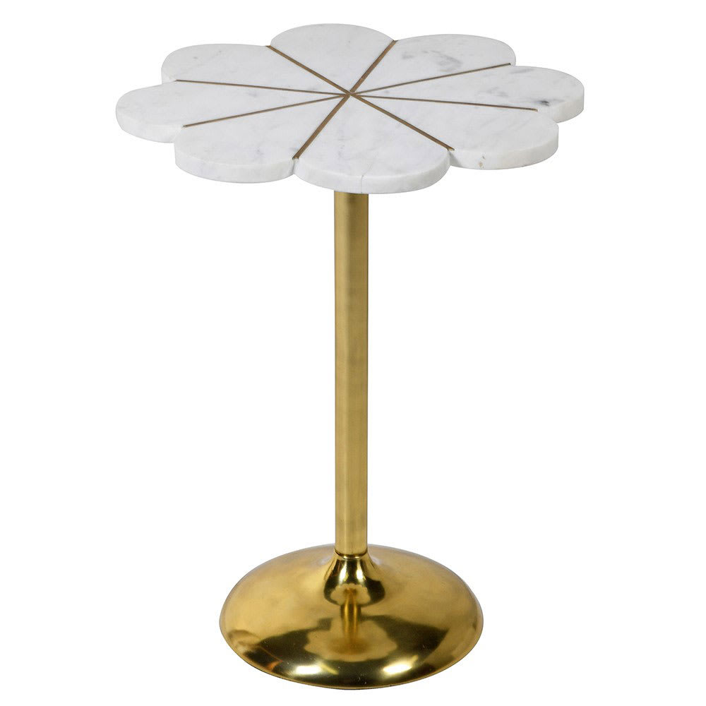 Gold and Marble Flower End Table