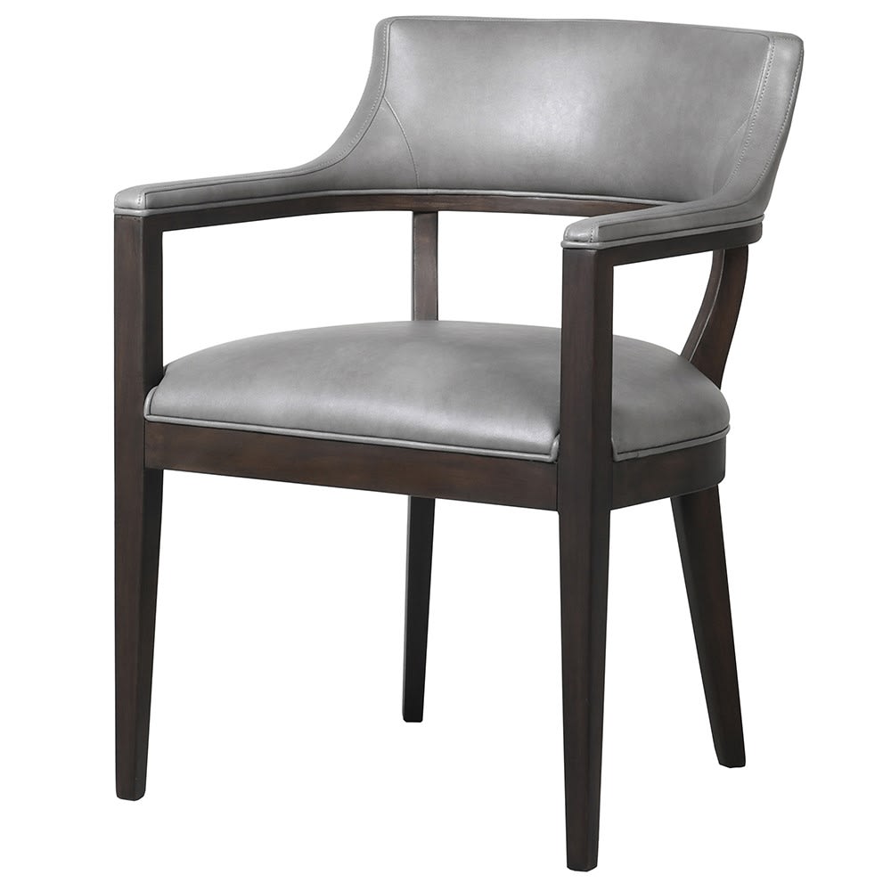 Grey Leather Open Back Dining Chair