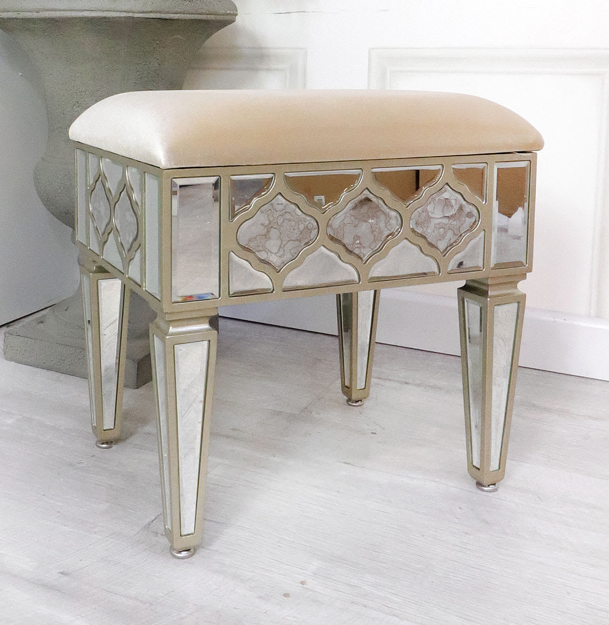 Dubai Mirrored Bedroom Stool Nicky Cornell