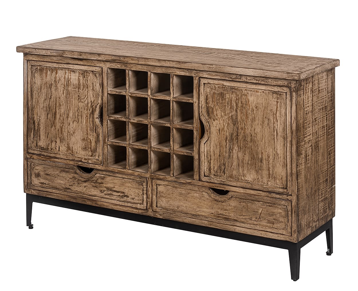 Rustic Forge Large Sideboard made of reclaimed pine wood with iron accents