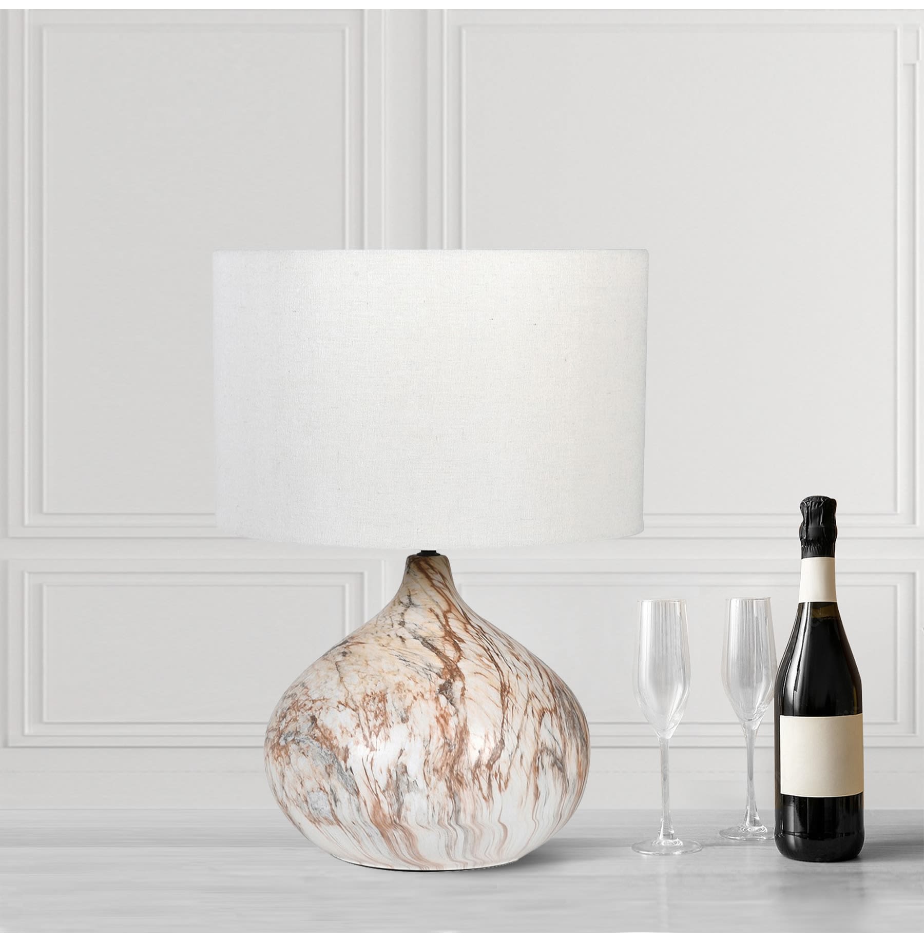 Beige Marble Effect Table Lamp