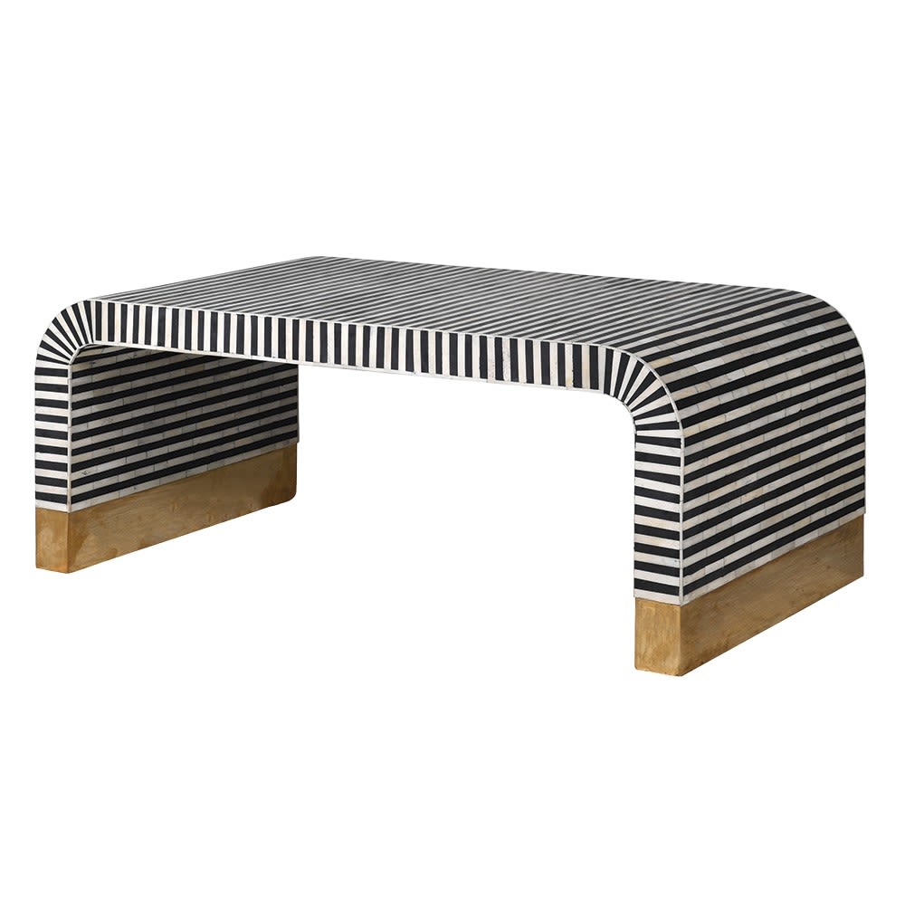 Monochrome Bone Inlay Arched Coffee Table