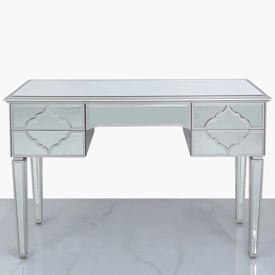 Silver Dubai Mirrored Dressing Table Desk Nicky Cornell