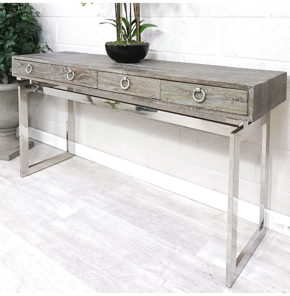 Sloane Chrome 4 Drawer Hall Console Table Nicky Cornell