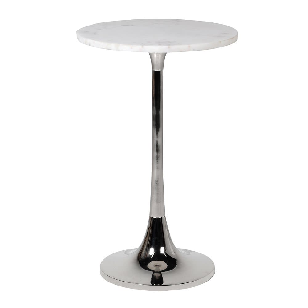 White Marble and Chrome Side Table Nicky Cornell